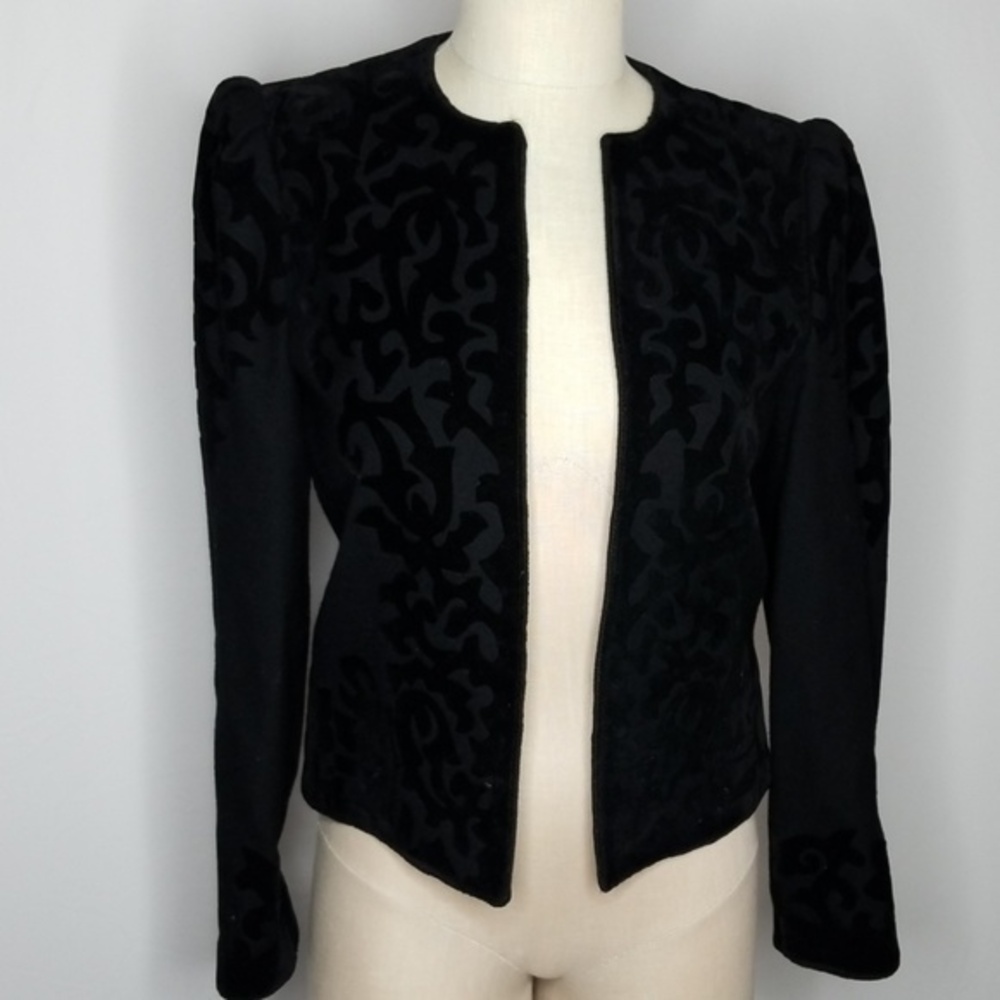 1980’s Louis Feraud Wool Baroque Jacket FR 36 Black